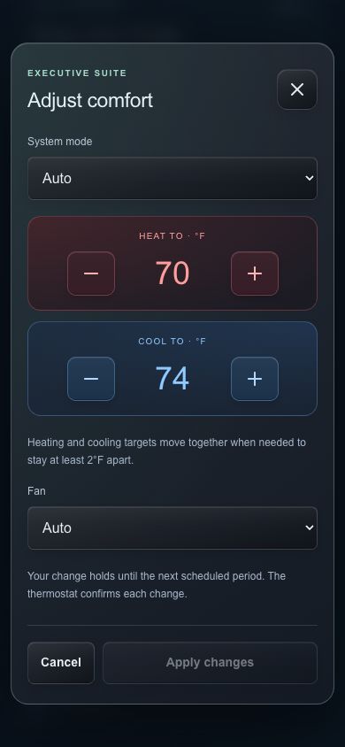 Essentials touch comfort interface on a phone